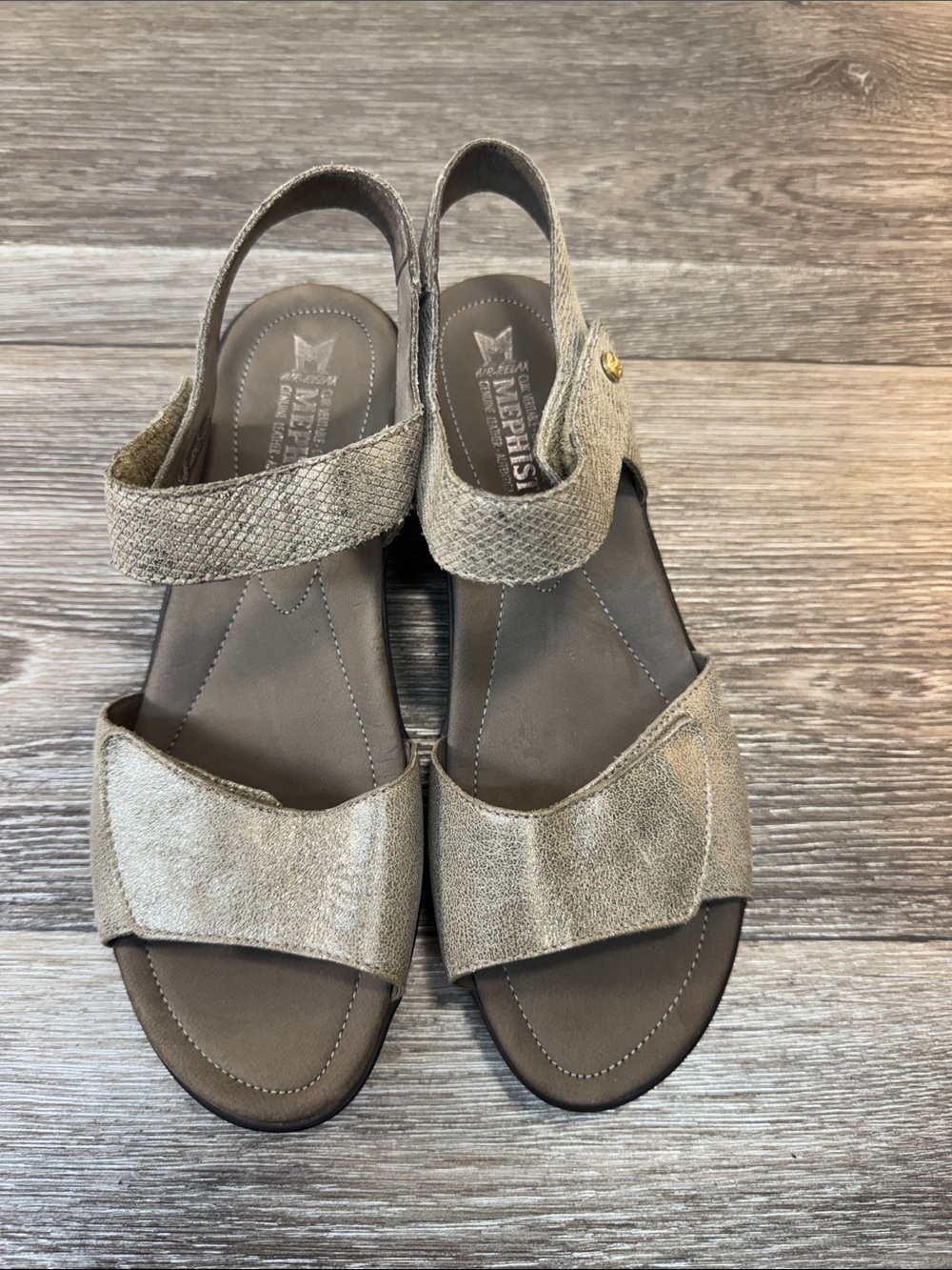 Mephisto Women’s Metallic Taupe Slingback Sandals woman’s SZ 38 (h236)